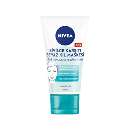 NIVEA Yüz Maskesi Beyaz Kil 3'ü 1 Arada 150 Ml