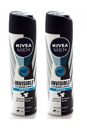 NIVEA Erkek Deodorant Invisible Black&white Fresh 150 ml X 2 Adet