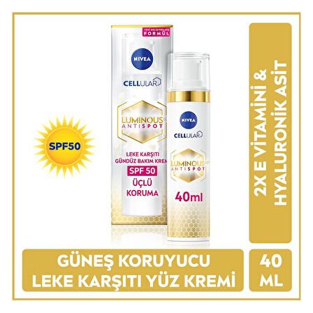 NIVEA Cellular Luminous Güneş Korumalı Leke Karşıtı Spf50 Gündüz Yüz Bakım Kremi 40 Ml