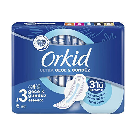 Orkid Ped Ultra Gece & Gündüz 3'lü Koruma 6 Adet
