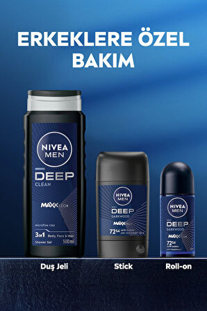 NIVEA MEN Erkek Roll on Deodorant Deep Dimension 50 ml,72 Saat Ter Kokusuna Karşı Anti Perspirant Koruma