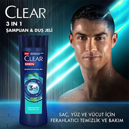 Clear Men Ferahlatıcı Mentol Etkisi 3 in 1 Şampuan & Duş Jeli 3 x 350 ML