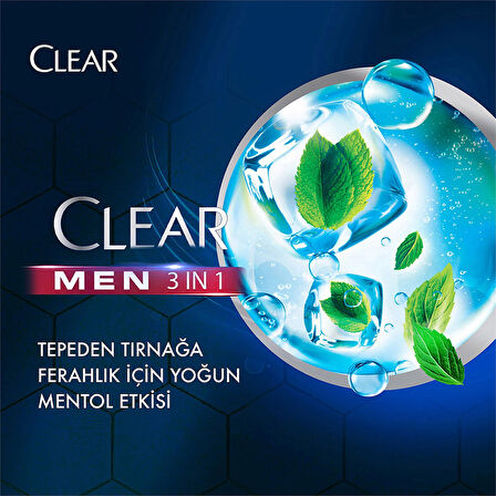 Clear Men Ferahlatıcı Mentol Etkisi 3 in 1 Şampuan & Duş Jeli 3 x 350 ML