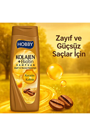 Hobby HOOBY ZAYIF VE GÜÇSÜZ İÇİN ŞAMPUAN KOLAJEN&KERATİN&KAFEİN 480 ML (6 ADET)