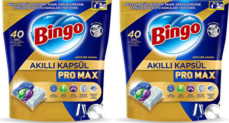 Bingo Akıllı Kapsül Pro Max Bulaşık Makinesi Deterjanı 2 x 40 Tablet