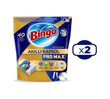 Bingo Akıllı Kapsül Pro Max Bulaşık Makinesi Deterjanı 2 x 40 Tablet