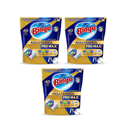 Bingo Akıllı Kapsül Pro Max Bulaşık Makinesi Deterjanı 3 x 40 Tablet