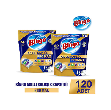 Bingo Akıllı Kapsül Pro Max Bulaşık Makinesi Deterjanı 2 x 60 Tablet