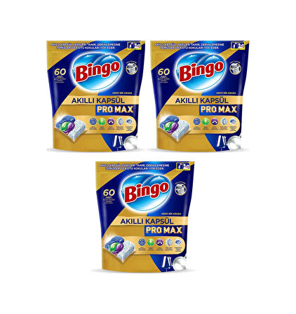 Bingo Akıllı Kapsül Pro Max Bulaşık Makinesi Deterjanı 3 x 60 Tablet