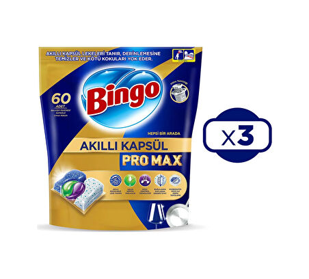 Bingo Akıllı Kapsül Pro Max Bulaşık Makinesi Deterjanı 3 x 60 Tablet
