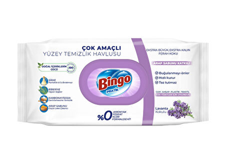 Bingo Clean Yüzey Temizlik Havlusu 96 Yaprak Lavanta Kokulu 2li 2'li Set 