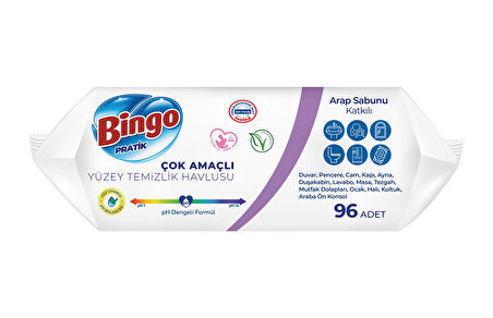 Bingo Clean Yüzey Temizlik Havlusu 96 Yaprak Lavanta Kokulu 2li 2'li Set 