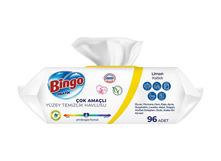 Bingo Limon Kokulu Pratik Yüzey Temizlik Havlusu 3 x 96'lı