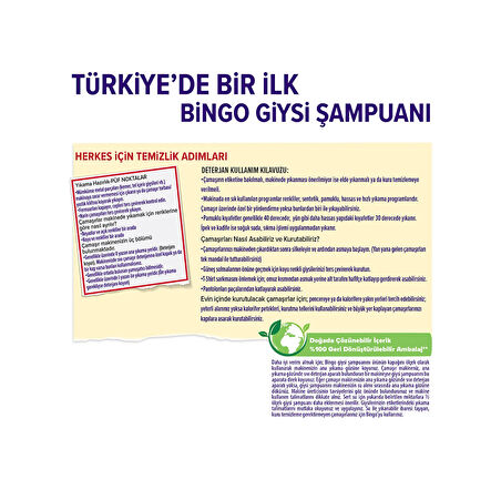 Bingo Giysi Şampuanı Arındırıcı Etki  2 x 4 L