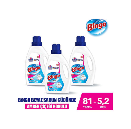 Bingo Amber Çiçeği Sıvı Çamaşır Deterjanı 3 x 1755 ML