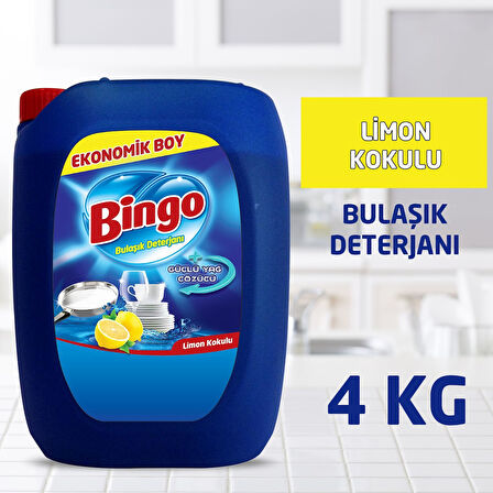 Bingo Limon Kokulu Elde Sıvı Bulaşık Deterjanı 4 x 4 KG