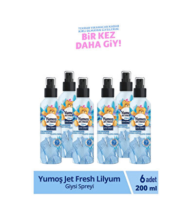Yumoş Jet Fresh Giysi Spreyi Lilyum 6 x 200 ML