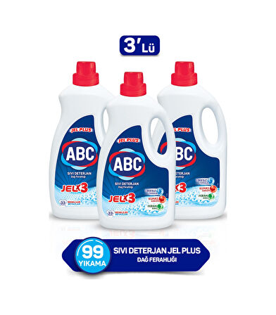 ABC Jel Plus Dağ Ferahlığı Sıvı Çamaşır Deterjanı 33 Yıkama 3 x 2145 ML
