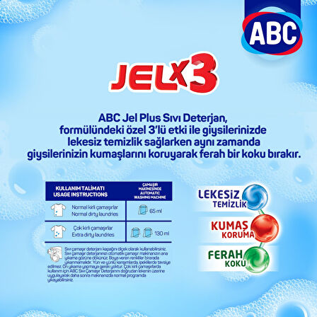 ABC Jel Plus Dağ Ferahlığı Sıvı Çamaşır Deterjanı 33 Yıkama 3 x 2145 ML