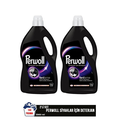Perwoll Hassas Bakım Siyah Yenileme Sıvı Çamaşır Deterjanı 2 x 3960 ML