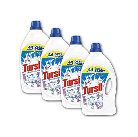 Tursil Power Jel Leylak Bahçesi Beyaz ve Renkliler İçin Sıvı Çamaşır Deterjanı 44 Yıkama 4 x 3080 ML