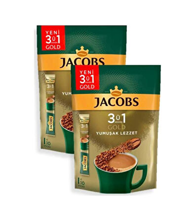 Jacobs 3'ü 1 Arada Gold Yumuşak Lezzet Kahve 2 x 18 G 10'lu