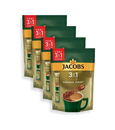 Jacobs Gold 3ü1 Arada Yoğun Lezzet 4'lü 10 x 18 G