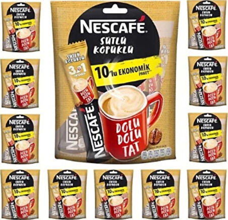 Nescafe 3ü 1 Arada Sütlü Köpüklü Kahve 17.4g 10lu X 12 Paket