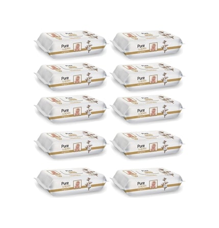 Pure Wipes Pamuklu Organic Islak Mendil 90' Lı 10 Paket 900 Yaprak Pure-Mndl-90