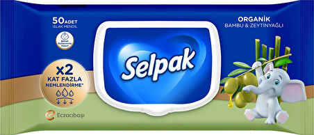 Selpak Organik Bambu & Zeytinyağlı Özlü Islak Mendil 50'li 3'lü Set