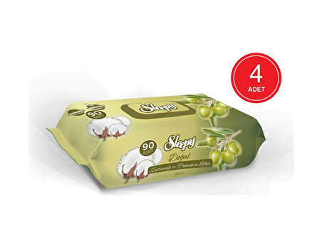 Sleepy Doğal Zeytinyağı Ve Pamuksu Lifler Islak Havlu 4 X 90'Lı