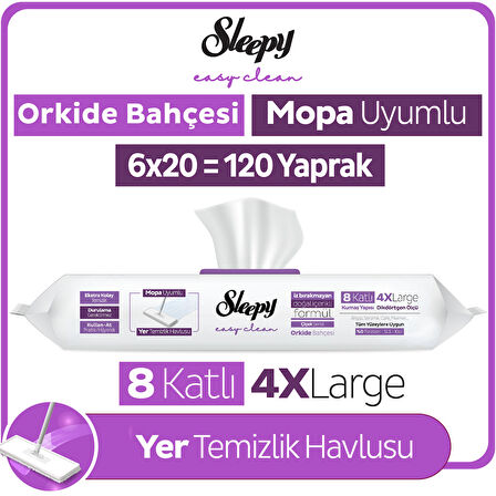 Sleepy Easy Clean Orkide Bahçesi Mopa Uyumlu Yer Temizlik Havlusu&Mendili 6x20 (120 Yaprak)