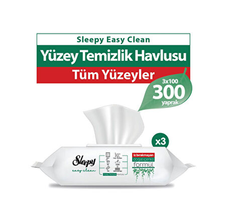 Sleepy Easy Clean Yüzey Temizlik Havlusu&Mendili 3X100 (300 Yaprak)