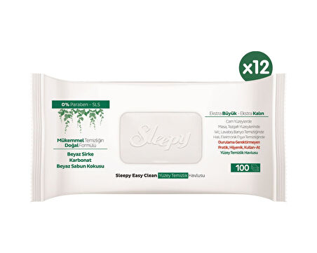 Sleepy Easy Clean Yüzey Temizlik Havlusu&Mendili 12X100 (1200 Yaprak)