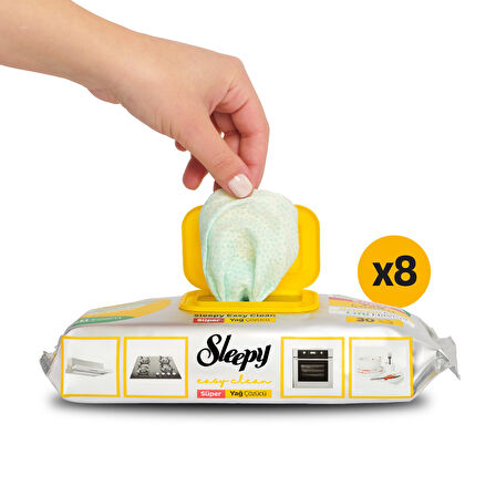 Sleepy Easy Clean Süper Yağ Çözücü Yüzey Temizlik Havlusu&Mendili 8x30 (240 Yaprak)