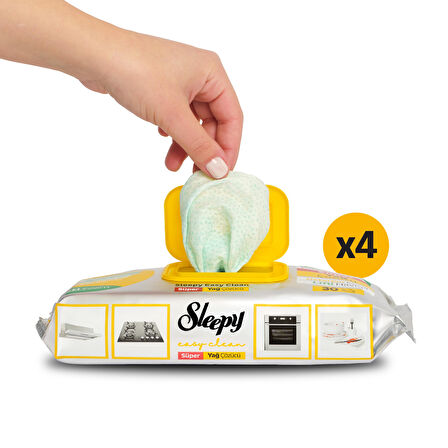 Sleepy Easy Clean Süper Yağ Çözücü Yüzey Temizlik Havlusu&Mendili 4x30 (120 Yaprak)