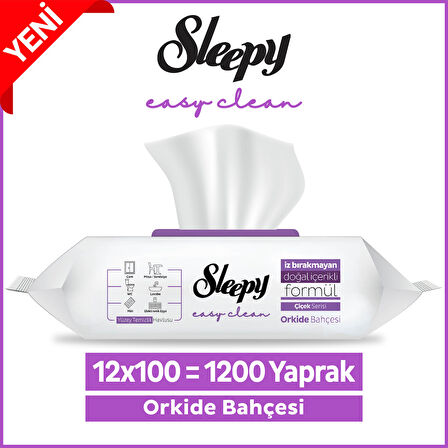 Sleepy Easy Clean Orkide Bahçesi Yüzey Temizlik Havlusu&Mendili 12x100 (1200 Yaprak)