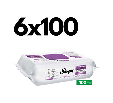 Sleepy Easy Clean Orkide Bahçesi Yüzey Temizlik Havlusu - 100 Yaprak 6 Adet Tekli 