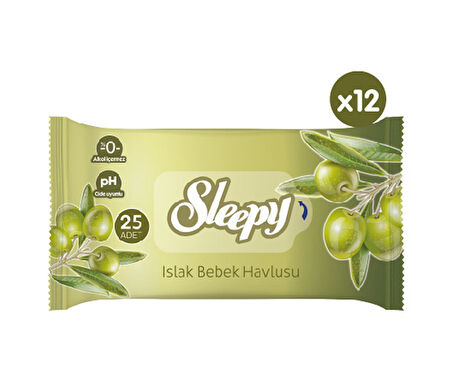 Sleepy Doğal Zeytinyağlı Ve Pamuklu Islak Bebek Havlusu 12X25