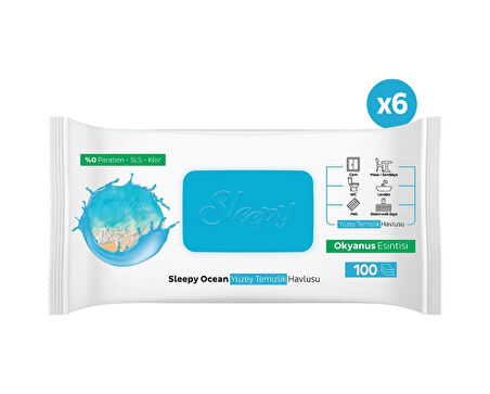 Sleepy Ocean Yüzey Temizlik Havlusu Okyanus Esintisi 6x100 600 Yaprak Tekli 