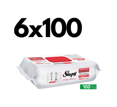 Sleepy Easy Clean Kiraz Çiçeği Yüzey Temizlik Havlusu - 100 Yaprak 6 Adet Tekli 