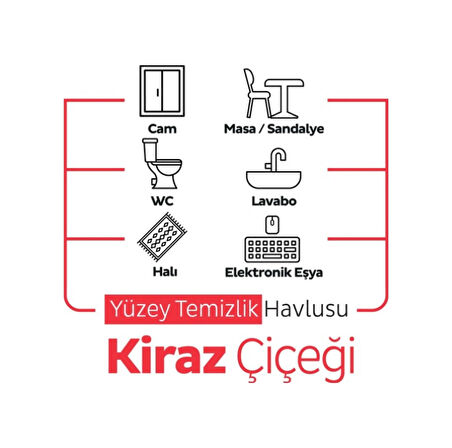 Sleepy Easy Clean Kiraz Çiçeği Yüzey Temizlik Havlusu - 100 Yaprak 6 Adet Tekli 