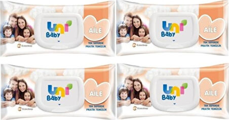 Uni Baby Aile Islak Havlu Kapaklı 4 X 90'Lı