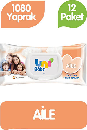 Uni Baby Aile Islak Havlu Mendil 90x12 1080 Yaprak