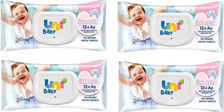 Uni Baby Ilk Adım Islak Mendil 12+Ay 52'Li 4 Adet