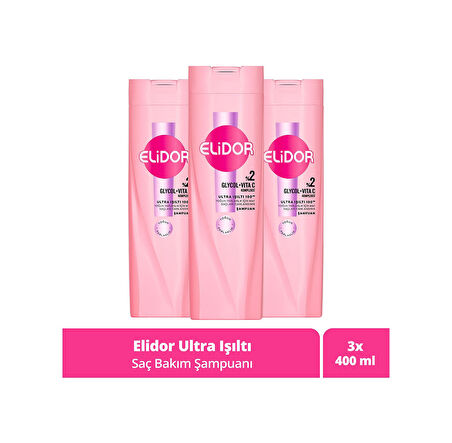 Elidor Saç Bakım Şampuanı Ultra Işıltı Yoğun Parlaklık 400 Ml X3 