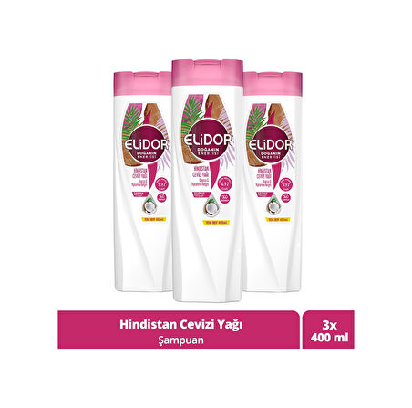 Elidor Doğanın Enerjisi Hindistan Cevizi Yağlı Onarıcı Şampuan 3 x 400 ML