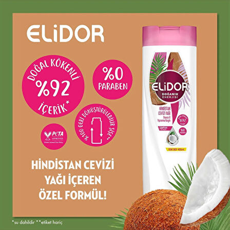 Elidor Doğanın Enerjisi Hindistan Cevizi Yağlı Onarıcı Şampuan 3 x 400 ML