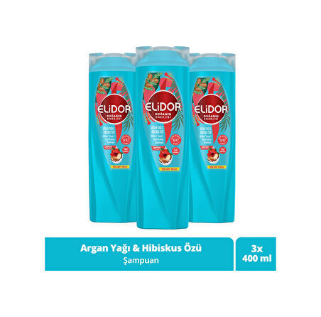 Elidor Argan Yağı & Hibiskus Özü Doğanın Enerjisi Şampuan 3 x 400 ML