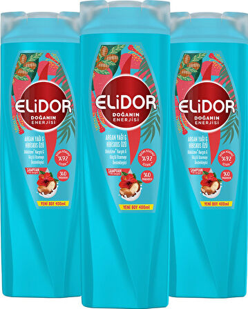 Elidor Argan Yağı & Hibiskus Özü Doğanın Enerjisi Şampuan 3 x 400 ML